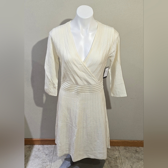 NWT Nine West Women's 3/4 Sleeve Fit & Flare Sweater Dress Ivory Med -  ojastradersandcontractors.com